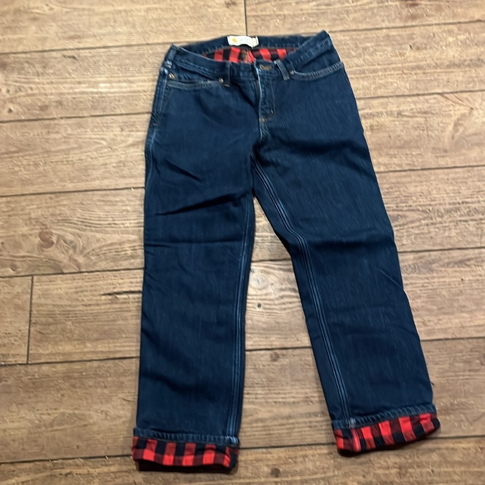 Carhartt | Flannel Lined Plaid Denim Straight Original Fit Size 6 Short